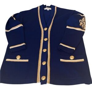 RARE ST JOHN COLLECTION Coat of Arms Crest Logo Cardigan Sweater Medium to Large